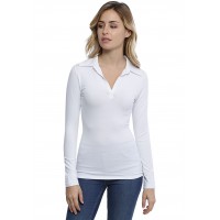T-shirt col polo manches longues en modal GLORIA05