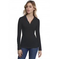 T-shirt col polo manches longues en modal GLORIA05
