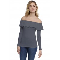 T-shirt avec volants et épaules nues en modal DIAZ05