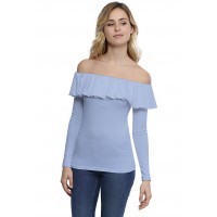 T-shirt avec volants et épaules nues en modal DIAZ05