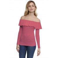 T-shirt avec volants et épaules nues en modal DIAZ05