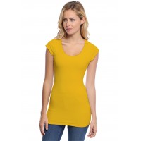 T-shirt long col rond manches courtes capes en modal ZAZA07