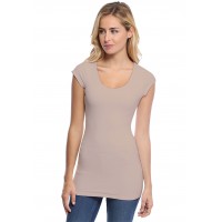 T-shirt long col rond manches courtes capes en modal ZAZA07
