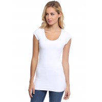 T-shirt long col rond manches courtes capes en modal ZAZA07