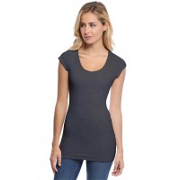 T-shirt long col rond manches courtes capes en modal ZAZA07