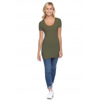 T-shirt long col rond manches courtes en modal ZAZA08