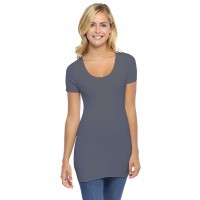 T-shirt long col rond manches courtes en modal ZAZA08