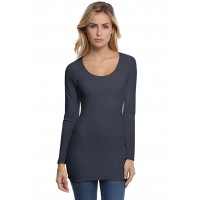 T-shirt long col rond doublé devant manches longues en modal ZAZA10