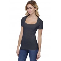 T-shirt col carré doublé devant manches courtes en modal CLARA03