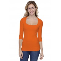 T-shirt col carré manches 3-4 en modal CLARA04
