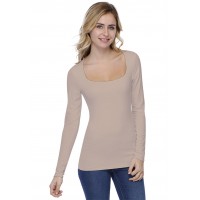T-shirt col carré doublé devant manches longues CLARA05