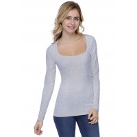T-shirt col carré doublé devant manches longues CLARA05