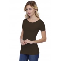 T-shirt col bateau doublé devant manches courtes en modal DORIS03