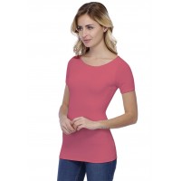 T-shirt col bateau doublé devant manches courtes en modal DORIS03