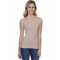 T-shirt col bateau doublé devant manches courtes en modal DORIS02