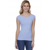 T-shirt col bateau doublé devant manches courtes en modal DORIS02