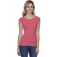 T-shirt col bateau doublé devant manches courtes en modal DORIS02