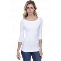 T-shirt col bateau doublé devant manches 3-4 en modal DORIS04