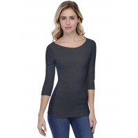 T-shirt col bateau doublé devant manches 3-4 en modal DORIS04