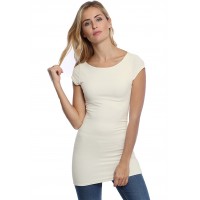 T-shirt long col bateau doublé devant en modal DORIS07