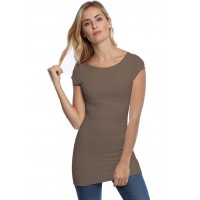 T-shirt long col bateau doublé devant en modal DORIS07