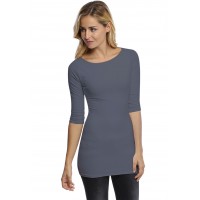 T-shirt long col bateau doublé devant manches 3-4 DORIS