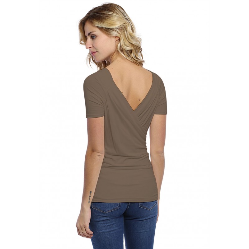 T-shirt cache-coeur manches courtes en modal GERRY01 T-shirt cache-coeur manches courtes en modal GERRY01