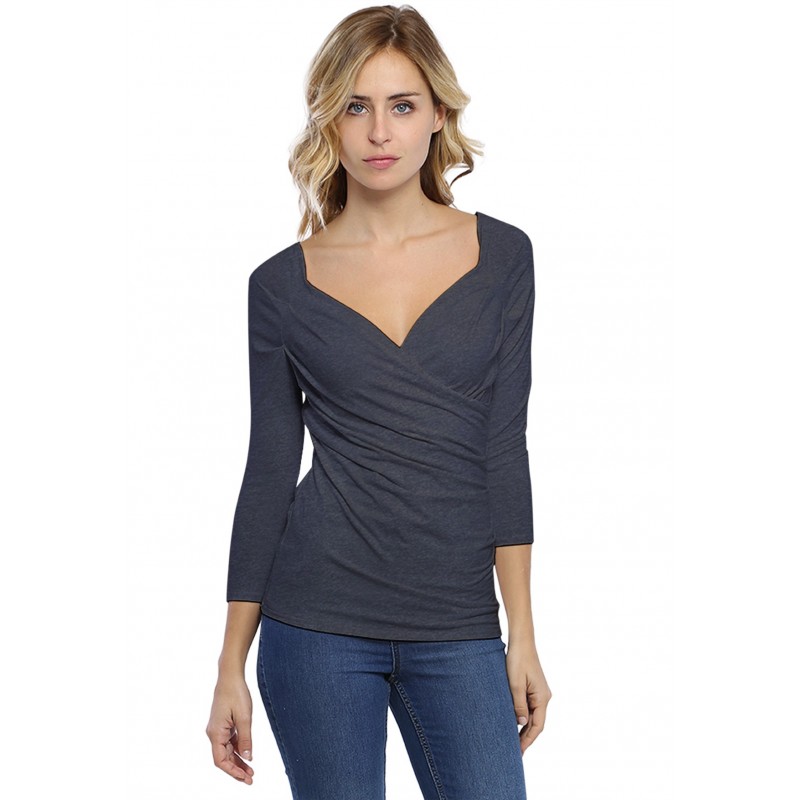 T-shirt cache-coeur manches 3-4 en modal GERRY02 T-shirt cache-coeur manches 3-4 en modal GERRY02