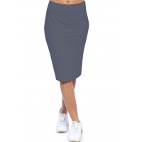 Jupe longueur genoux ceinture large élastique en modal AELIS02