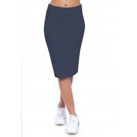 Jupe longueur genoux ceinture large élastique en modal AELIS02