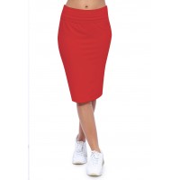 Jupe longueur genoux ceinture large élastique en modal AELIS02
