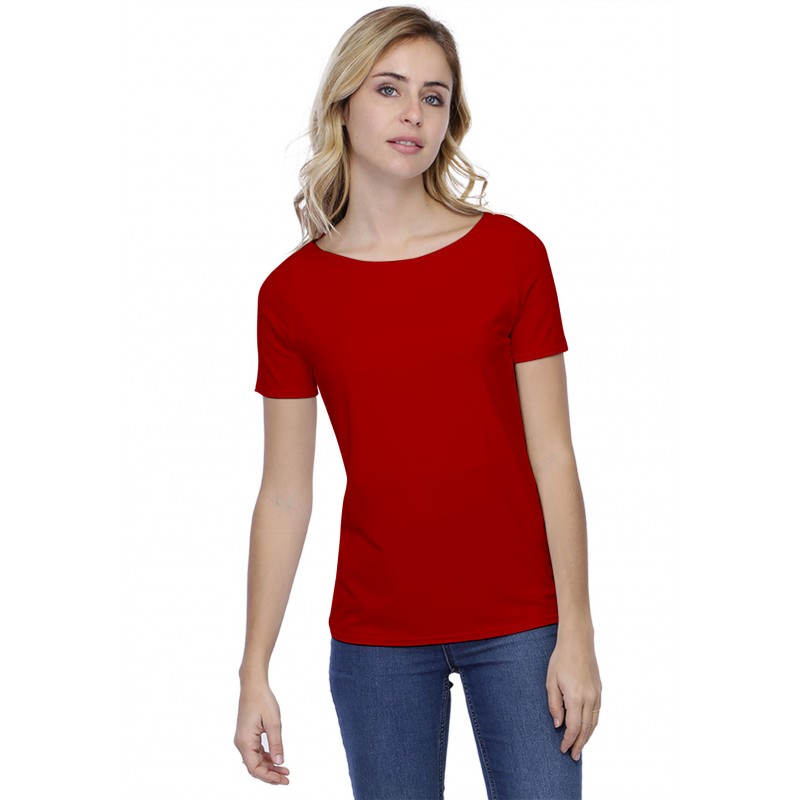 T-shirt coupe droite col bateau doublé devant en modal BINO03 T-shirt coupe droite col bateau doublé devant en modal BINO03
