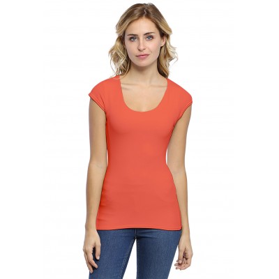 T-shirt col rond doublé devant manches capes ZAZA02