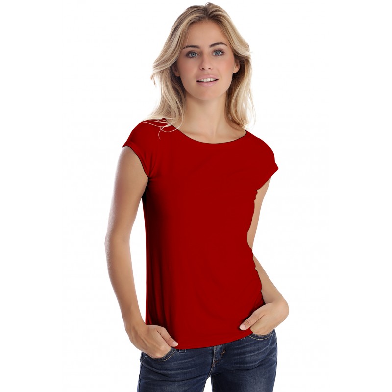 T-shirt col bateau manches courtes capes en modal DOMI02 T-shirt col bateau manches courtes capes en modal DOMI02