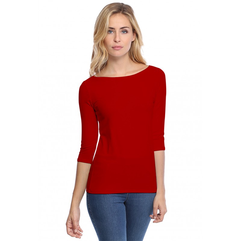 T-shirt col bateau manches 3-4 en modal DOMI04 T-shirt col bateau manches 3-4 en modal DOMI04