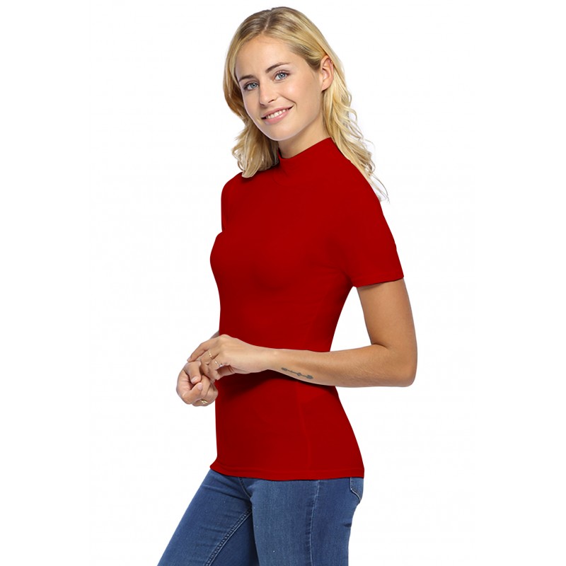Tee-shirt col montant et manches courtes en modal PENNY03 Tee-shirt col montant et manches courtes en modal PENNY03