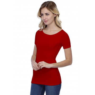 T-shirt col bateau doublé devant manches courtes en modal DORIS03