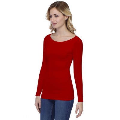 T-shirt col bateau doublé devant manches longues en modal DORIS05