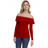 T-shirt avec volants et épaules nues en modal DIAZ05