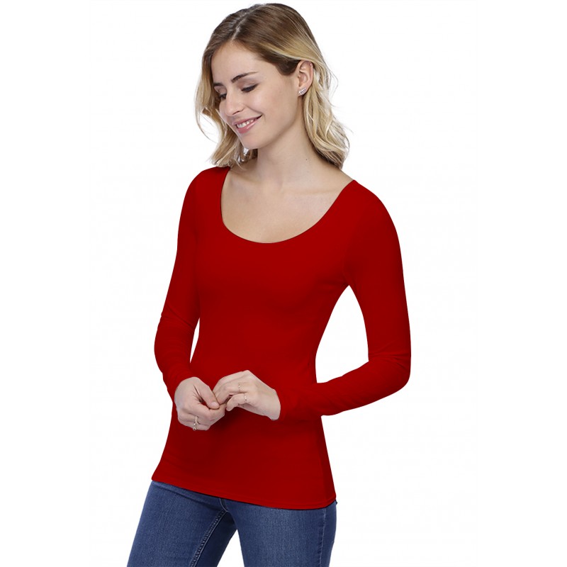 T-shirt col danseuse manches longues en modal ROXANE05