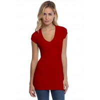 T-shirt long col V manches courtes capes en modal SYLVIA07