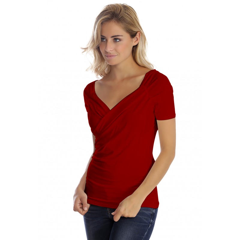 T-shirt cache-coeur manches courtes en modal GERRY01 T-shirt cache-coeur manches courtes en modal GERRY01