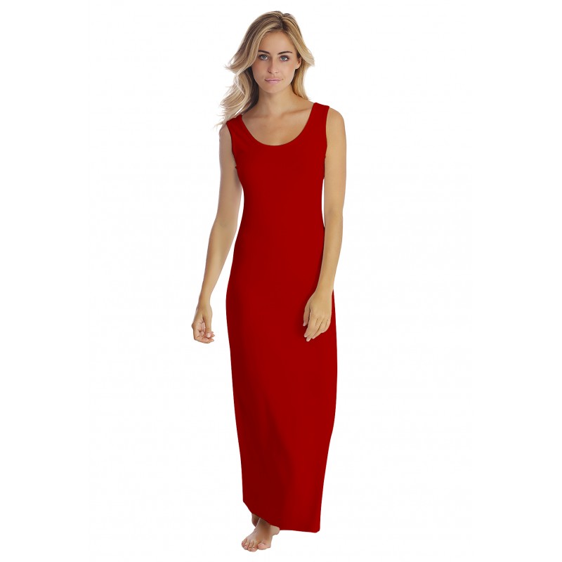 Robe longue col danseuse sans manches en modal GILDA Robe longue col danseuse sans manches en modal GILDA