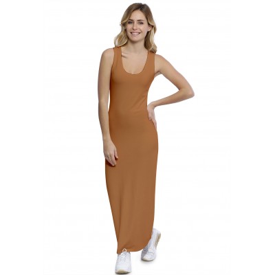 Robe droite longue col rond sans manches en modal MARIE