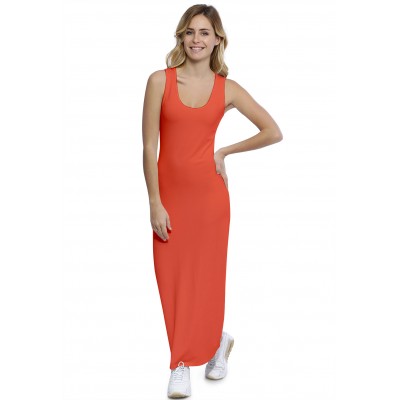 Robe droite longue col rond sans manches en modal MARIE