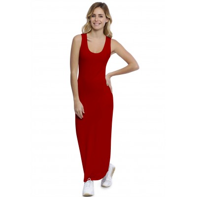 Robe droite longue col rond sans manches en modal MARIE