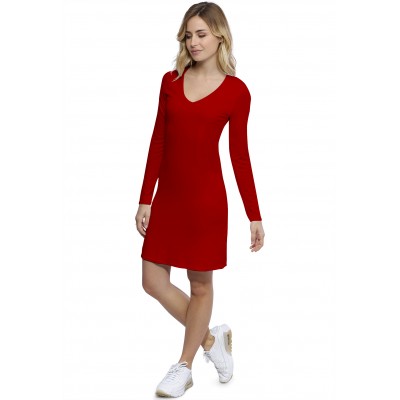 Robe col V doublée devant manches longues en modal SYLVIA20