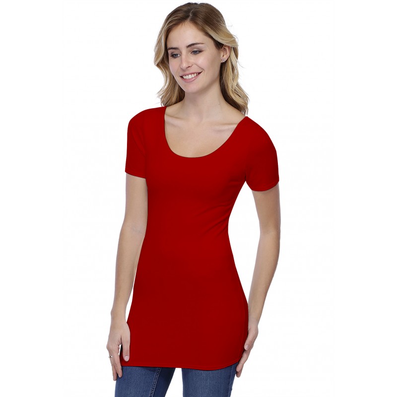 T-shirt long col danseuse manches courtes en modal ROXANE08 T-shirt long col danseuse manches courtes en modal ROXANE08