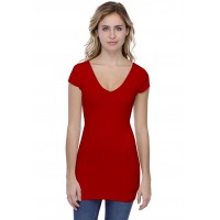 T-shirt long col V manches courtes capes en modal VIVI07