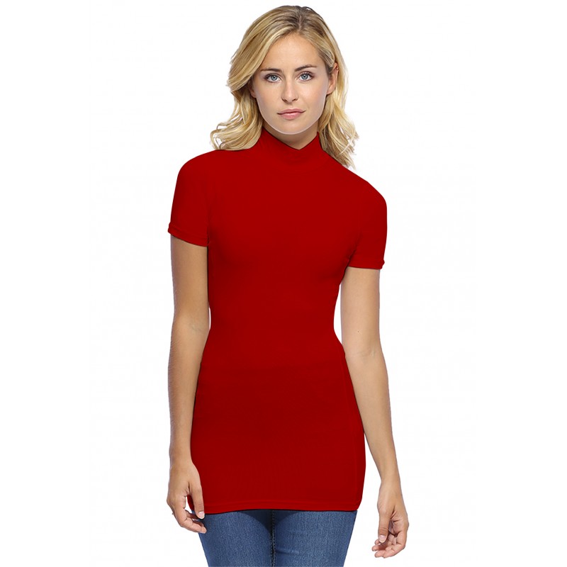 Tee-shirt long col montant et manches courtes en modal PENNY08 Tee-shirt long col montant et manches courtes en modal PENNY08